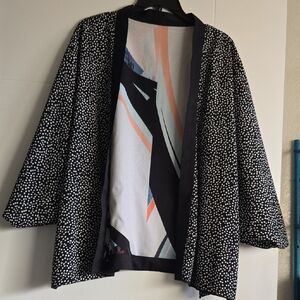 Stylish Black and White Polka Dot Kimono